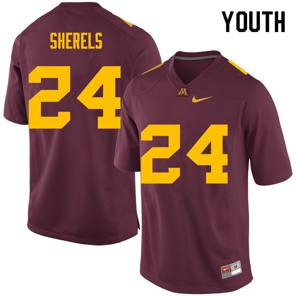 Youth #24 Marcus Sherels Minnesota Golden Gophers College Football Jerseys Sale-Maroon